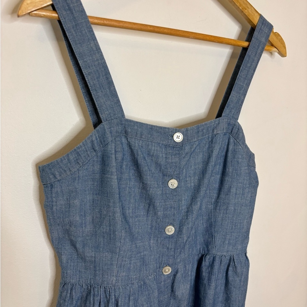 J. Crew Chambray Blue Button Front Sweetheart Dre… - image 8